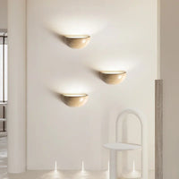 Travertine-Look Half Moon Wall Light