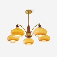 Remi 5-arm chandelier caramel glass plain background