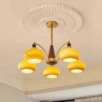 Remi 5-arm chandelier ceiling installation caramel shades