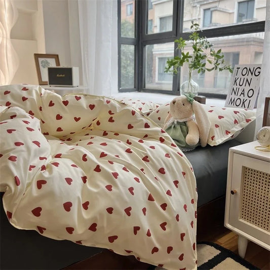 Heart Print Cotton Duvet Set