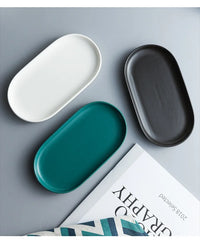 Marble Effect Ceramic Oval Tray 20cm