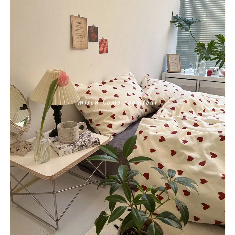 Heart Print Cotton Duvet Set
