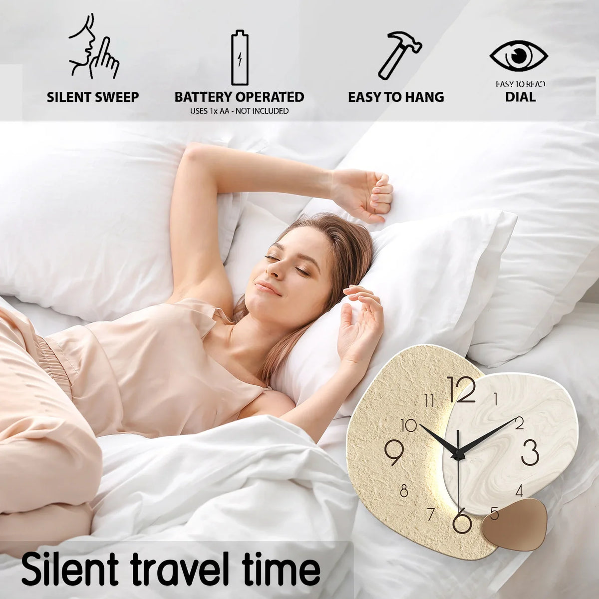 Square Stone-Effect Wall Clock