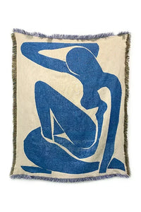 Deep Blue Abstract Throw Blanket