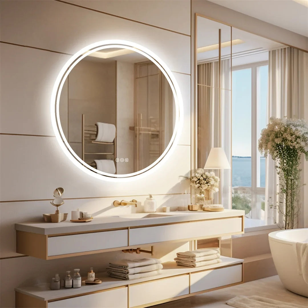 Round Touch-Control LED Bathroom Mirror