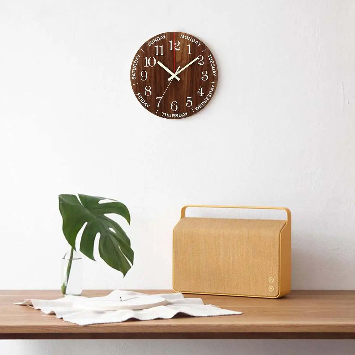 Wooden Wall Clock with Night Light 30cm