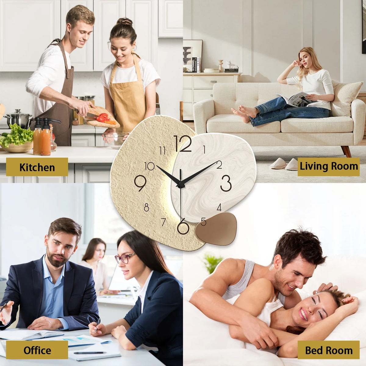 Square Stone-Effect Wall Clock