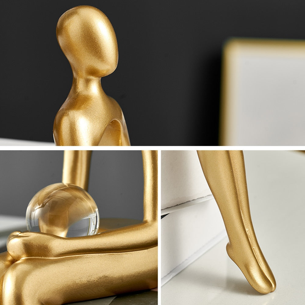 Abstract Gold Figure Sculpture
