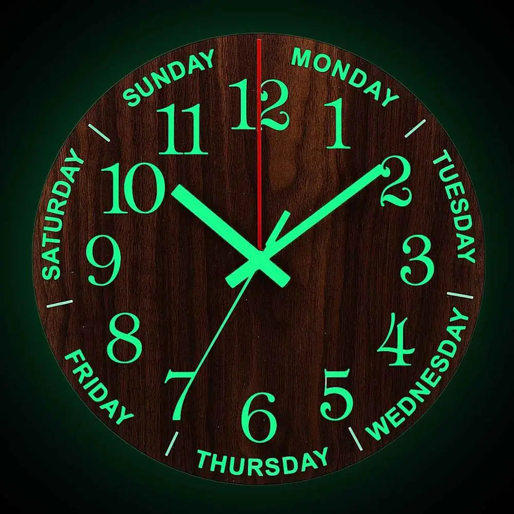 Wooden Wall Clock with Night Light 30cm