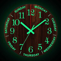 Wooden Wall Clock with Night Light 30cm