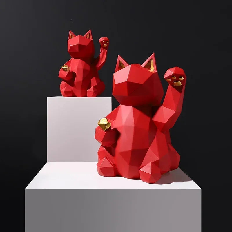 Geometric Lucky Cat Figures