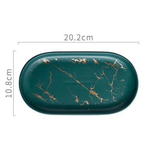 Marble Effect Ceramic Oval Tray 20cm