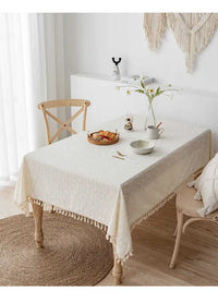 Embroidered Daisy Cotton Tablecloth