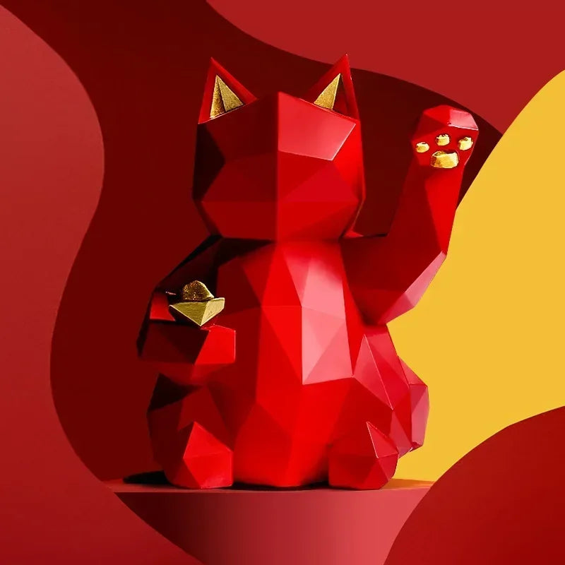 Geometric Lucky Cat Figures