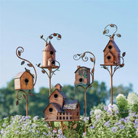 Metal Birdhouse Garden Stake 75cm