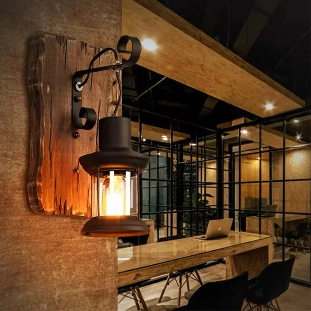 Retro Industrial Lantern Wall Light
