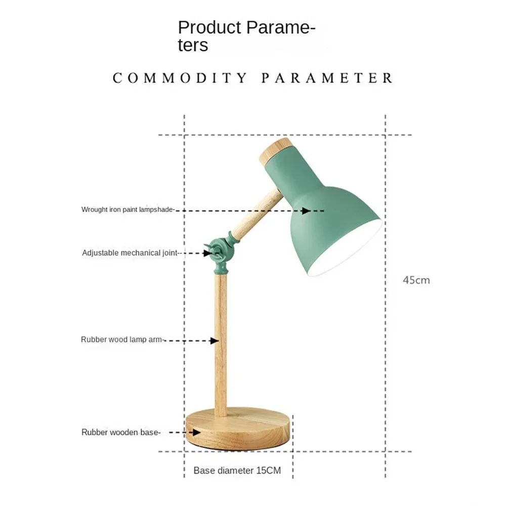 Rubberwood Adjustable Desk Lamp