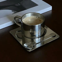Stainless Steel Espresso Cup and Tray