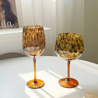 Amber Leopard Print Wine Glass