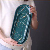 Marble Effect Ceramic Oval Tray 20cm