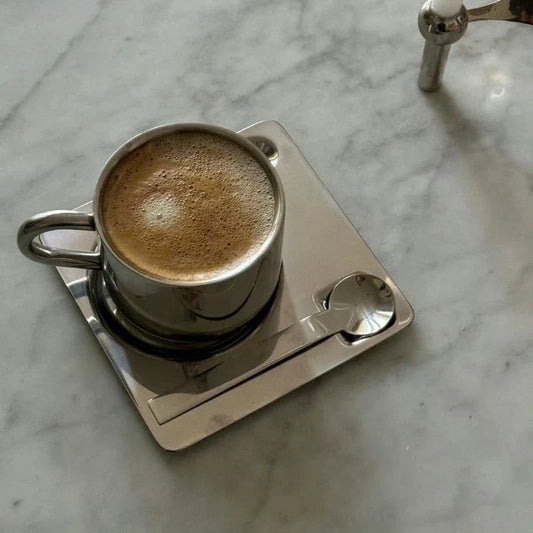 Stainless Steel Espresso Cup and Tray