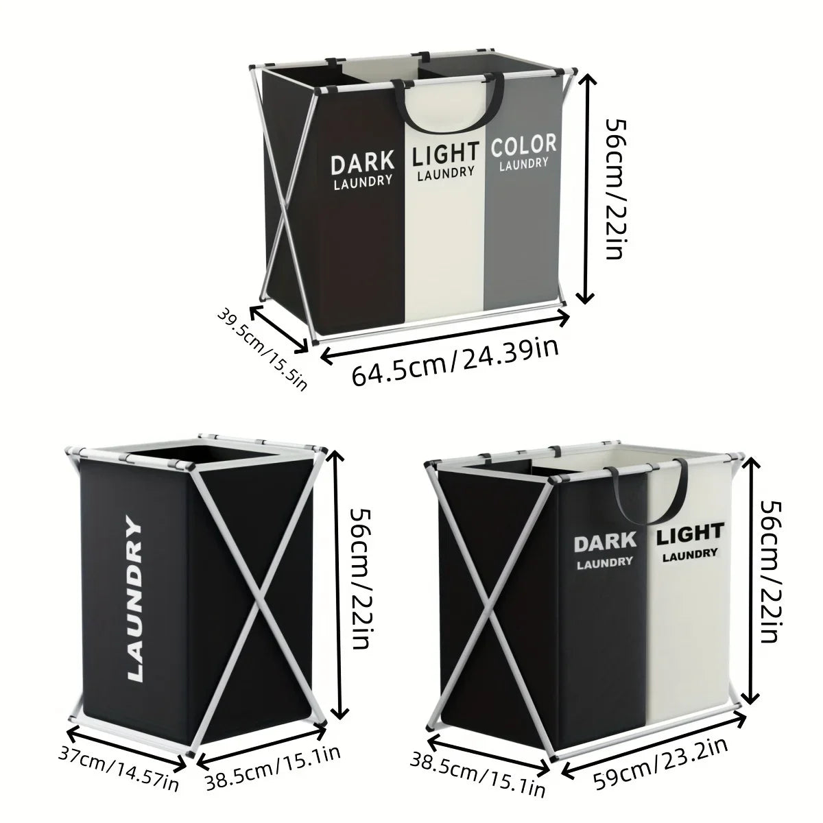 Sorting Laundry Hamper, Two or Three Section