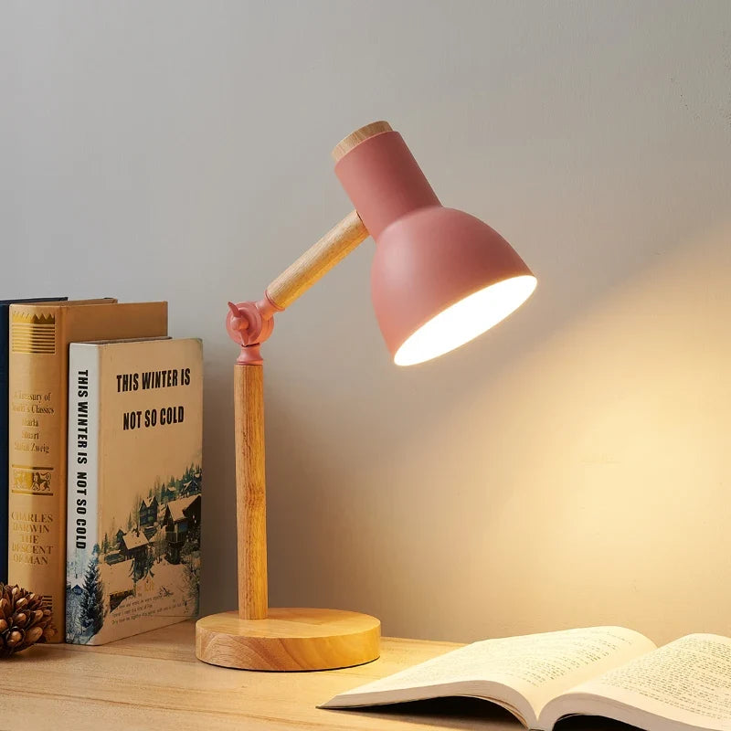 Rubberwood Adjustable Desk Lamp