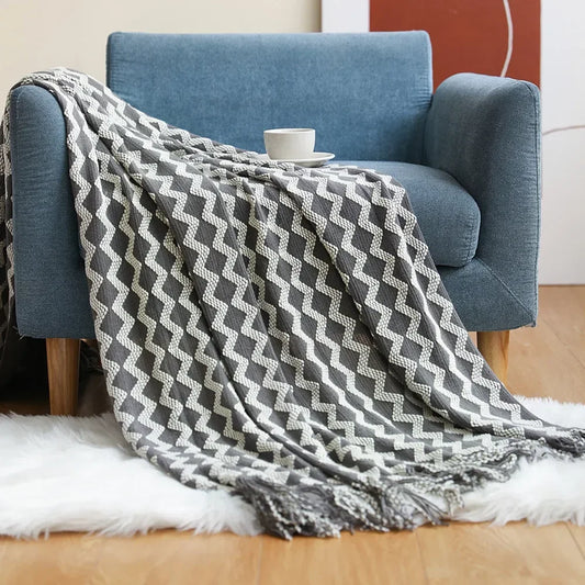 Nordic Knitted Throw Blanket