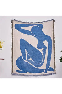 Deep Blue Abstract Throw Blanket