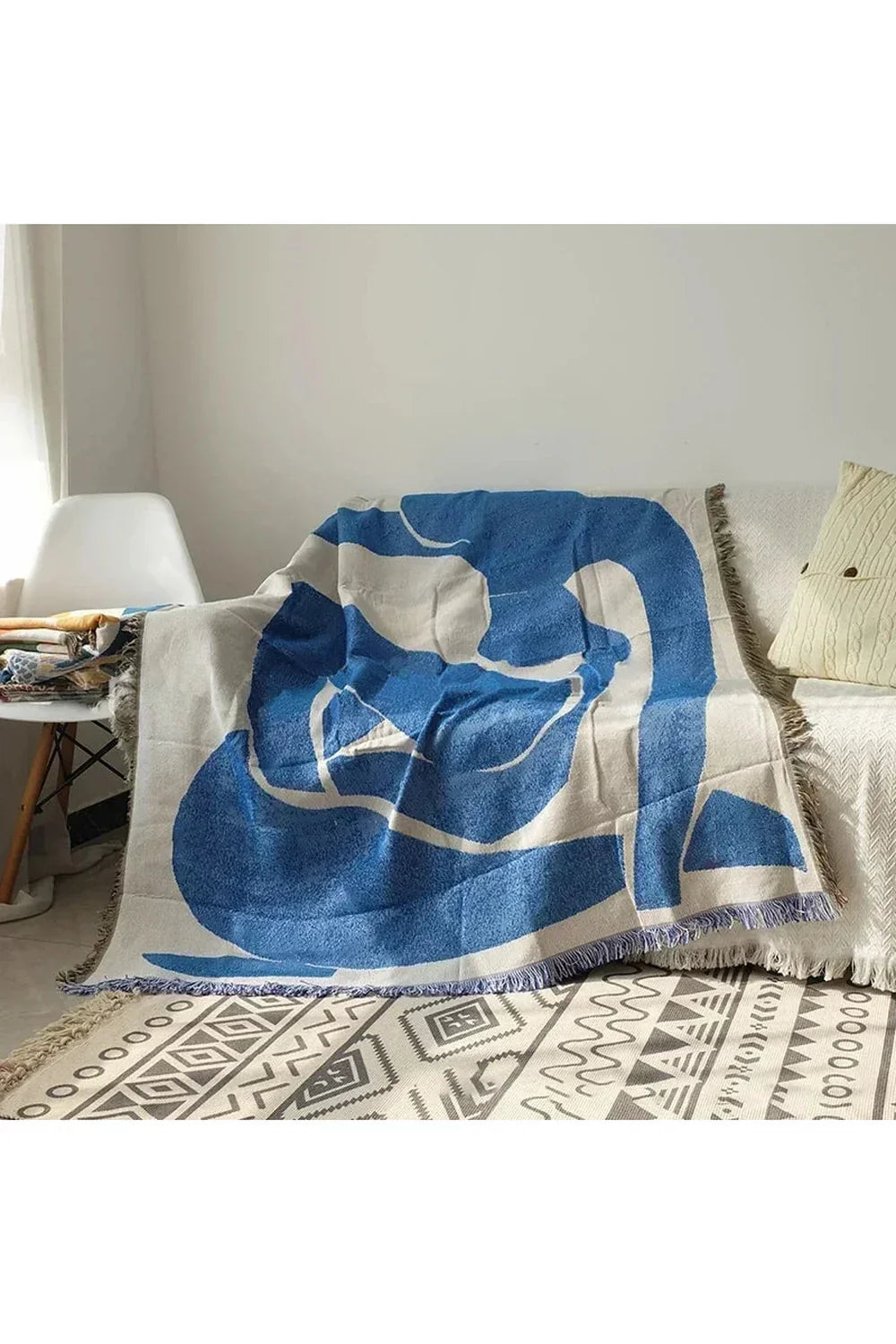 Deep Blue Abstract Throw Blanket