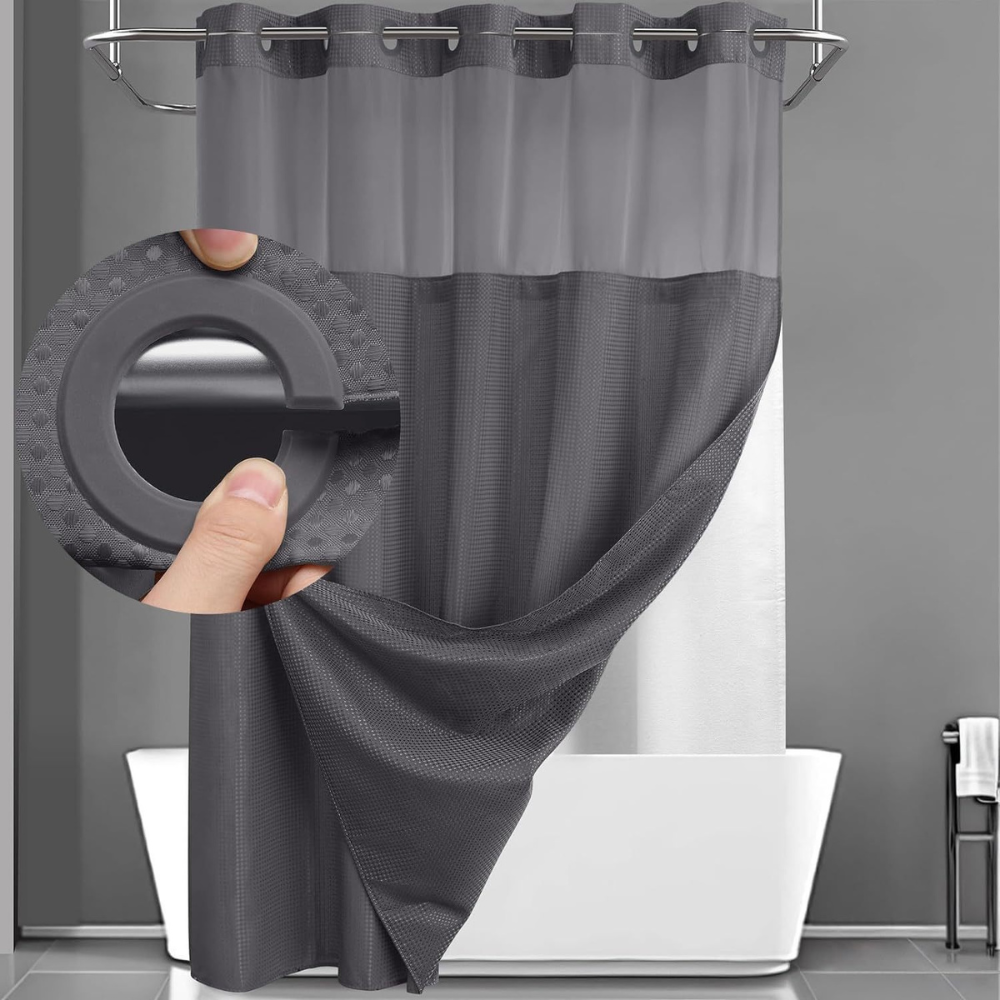 Waffle Weave Double Layer Shower Curtain
