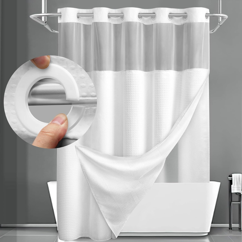 Waffle Weave Double Layer Shower Curtain