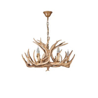 Six-light antler chandelier with ceiling canopy and adjustable hanging chain