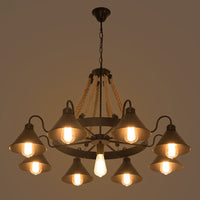 Greyburn Industrial Rope Chandelier 9-light black metal