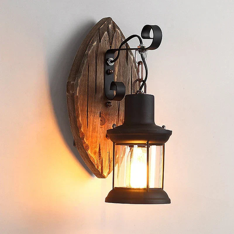 Retro Industrial Lantern Wall Light