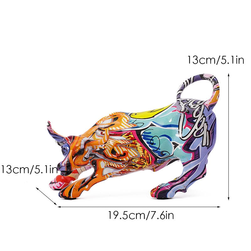 Graffiti Bull Resin Sculpture