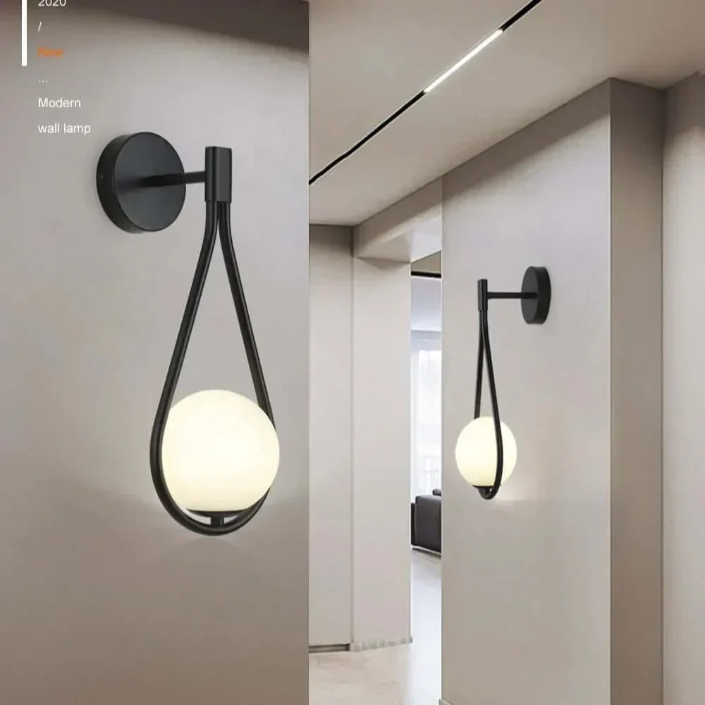 Glass Orb Drop Wall Light 37cm