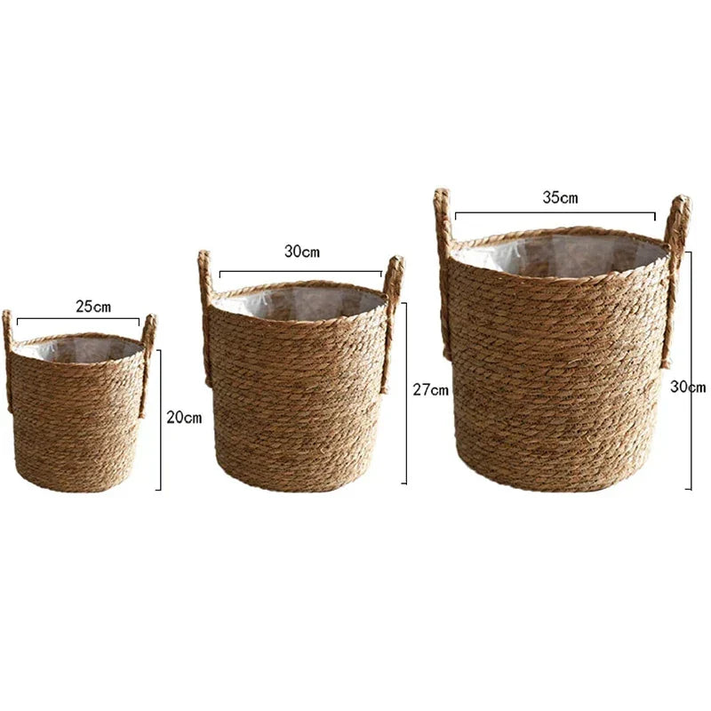 Woven seagrass floor plant basket