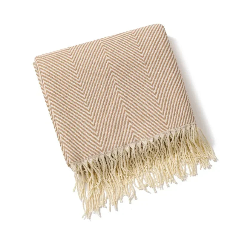 Nordic Stripe Cotton Fringed Throw