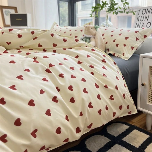 Heart Print Cotton Duvet Set