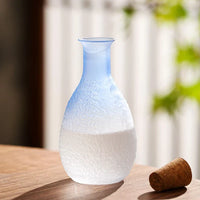 Ombre Blue Glass Sake Cups and Carafe