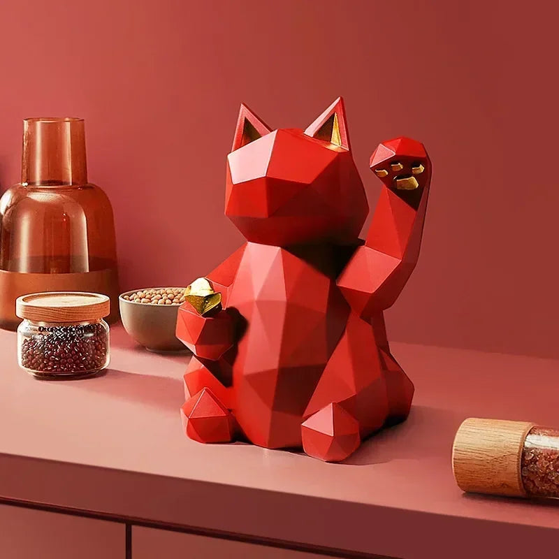 Geometric Lucky Cat Figures