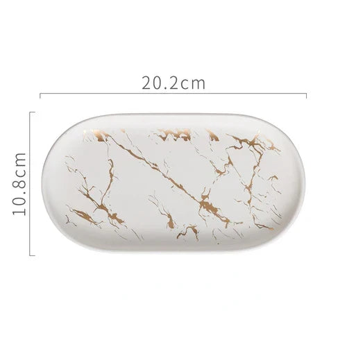 Marble Effect Ceramic Oval Tray 20cm