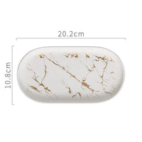 Marble Effect Ceramic Oval Tray 20cm