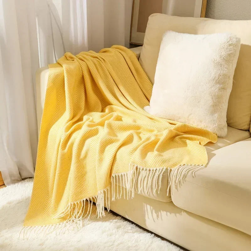 Nordic Stripe Cotton Fringed Throw