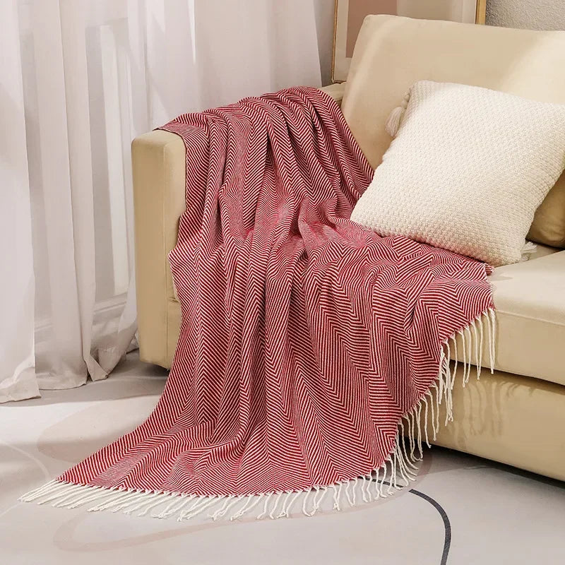 Nordic Stripe Cotton Fringed Throw