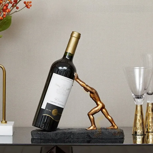 Sculptural Wine Bottle Holder in Bronze