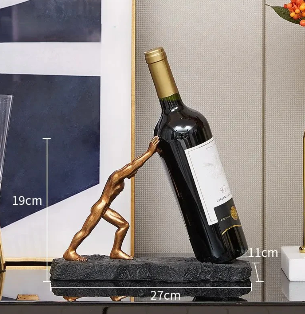 Sculptural Wine Bottle Holder in Bronze