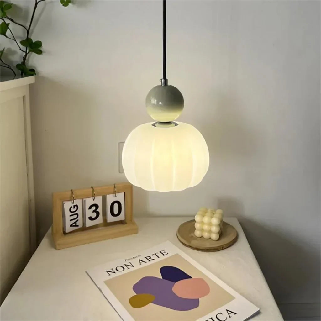 Ribbed Glass Gourd Pendant Light