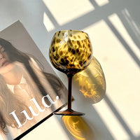 Amber Leopard Print Wine Glass
